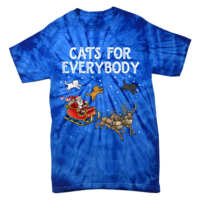 Cats For Everybody Christmas Cat Funny Xmas Santa Gift Tie-Dye T-Shirt