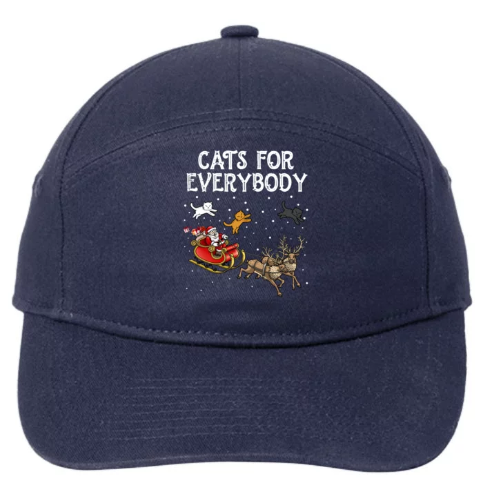 Cats For Everybody Christmas Cat Funny Xmas Santa Gift 7-Panel Snapback Hat