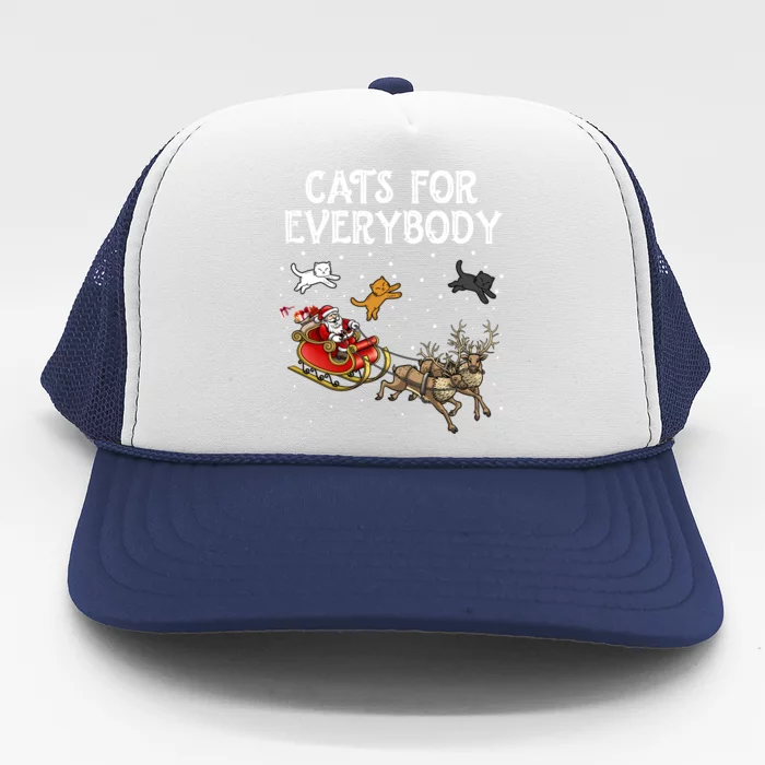 Cats For Everybody Christmas Cat Funny Xmas Santa Gift Trucker Hat