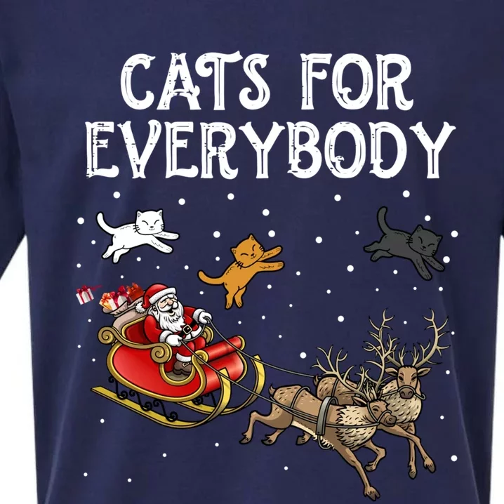 Cats For Everybody Christmas Cat Funny Xmas Santa Gift Sueded Cloud Jersey T-Shirt