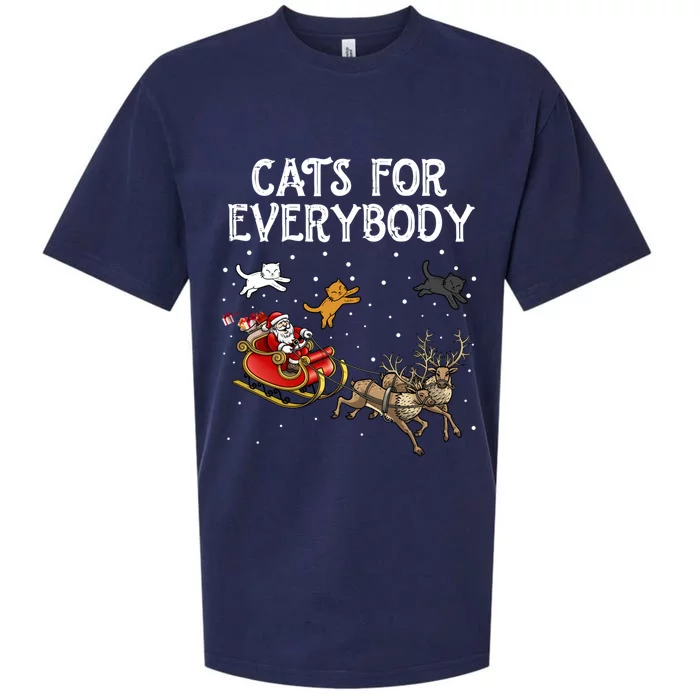 Cats For Everybody Christmas Cat Funny Xmas Santa Gift Sueded Cloud Jersey T-Shirt