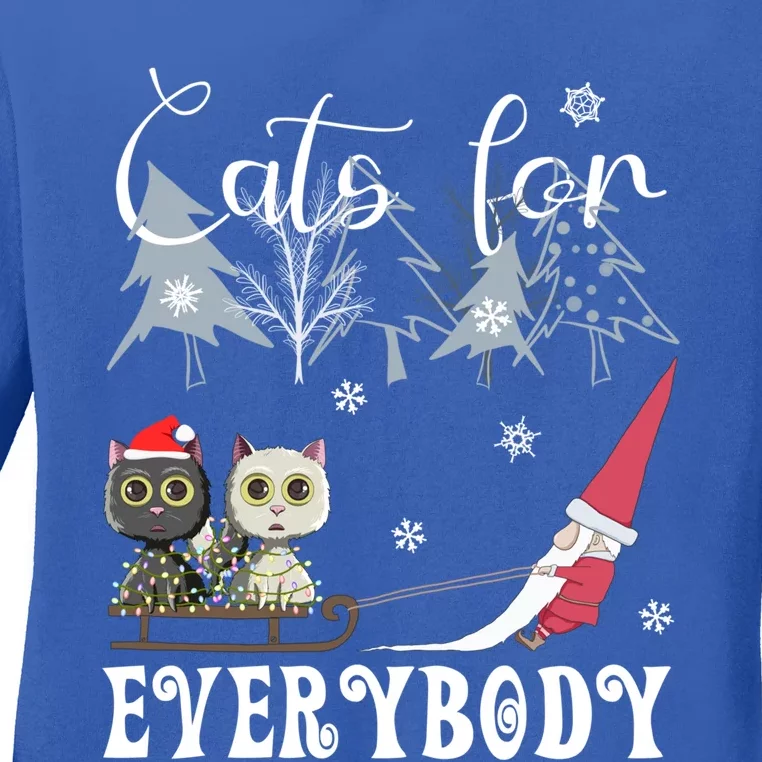 Cats For Everybody Funny Gnome And Cat Lover Family Christmas Gift Ladies Long Sleeve Shirt