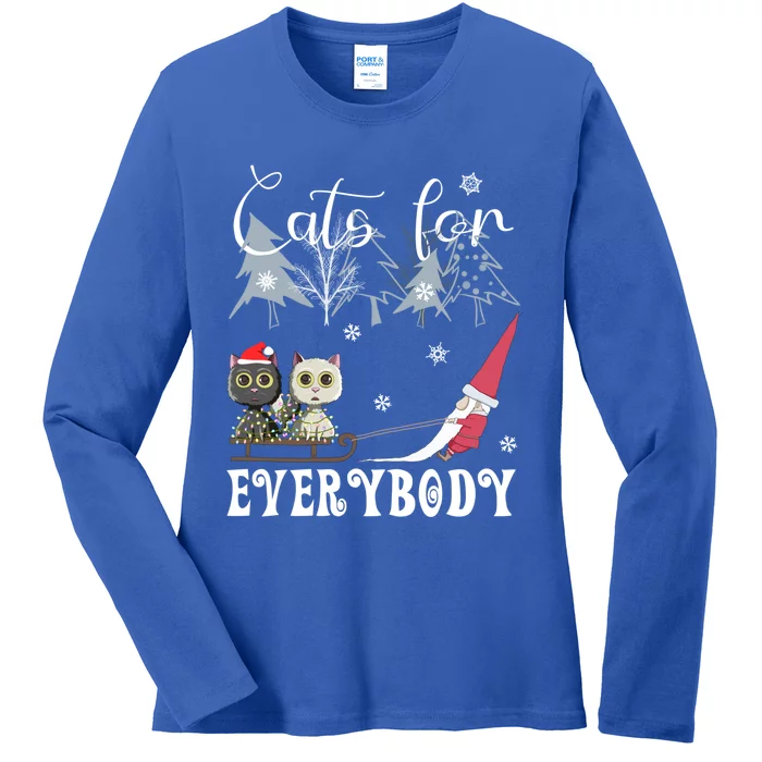 Cats For Everybody Funny Gnome And Cat Lover Family Christmas Gift Ladies Long Sleeve Shirt