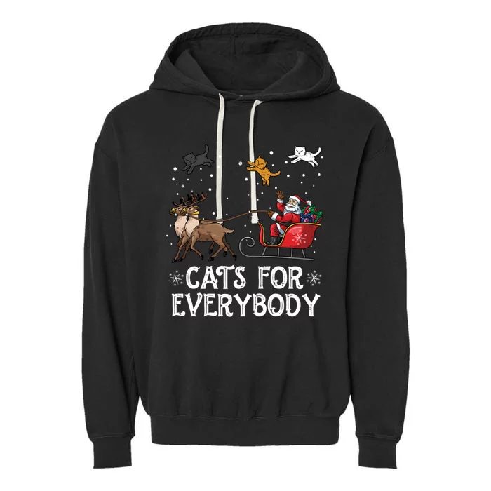 Cats For Everybody Christmas Cat Funny Xmas Santa Meaningful Gift Garment-Dyed Fleece Hoodie