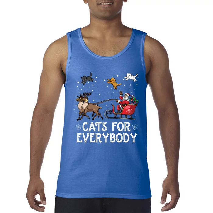 Cats For Everybody Christmas Cat Funny Xmas Santa Meaningful Gift Tank Top