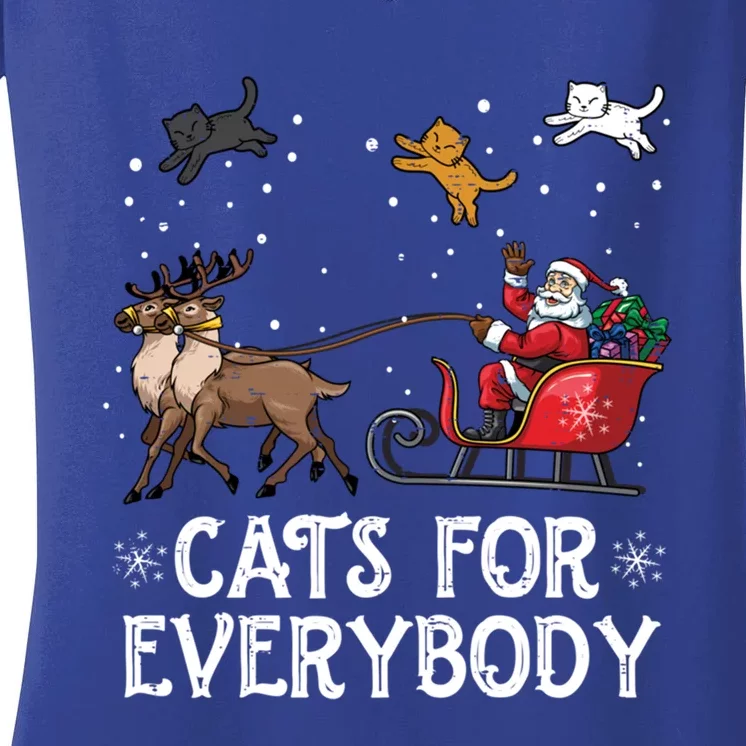 Cats For Everybody Christmas Cat Funny Xmas Santa Meaningful Gift Women's V-Neck T-Shirt