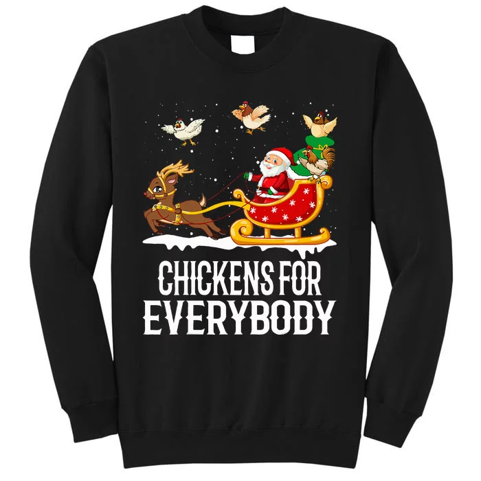 Chickens For Everybody Funny Christmas Chickens Santa Tall Sweatshirt