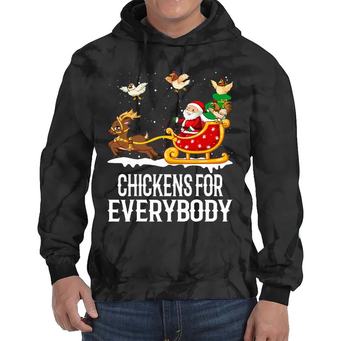 Chickens For Everybody Funny Christmas Chickens Santa Tie Dye Hoodie