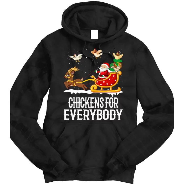 Chickens For Everybody Funny Christmas Chickens Santa Tie Dye Hoodie