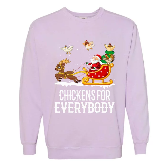 Chickens For Everybody Funny Christmas Chickens Santa Garment-Dyed Sweatshirt