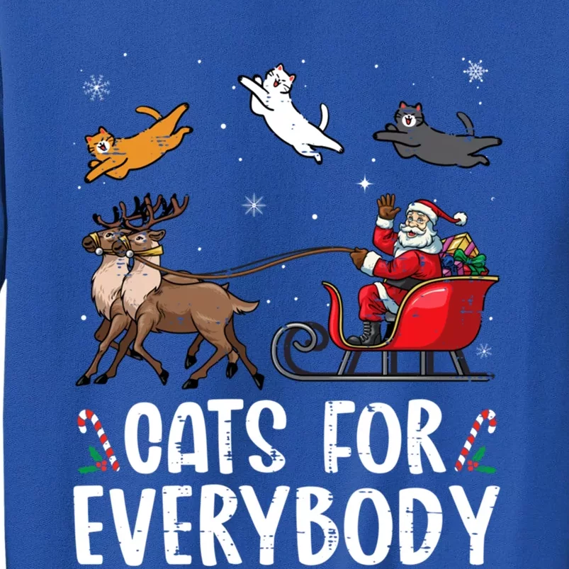 Cats For Everybody Christmas Cat Funny Xmas Santa Gift Tall Sweatshirt