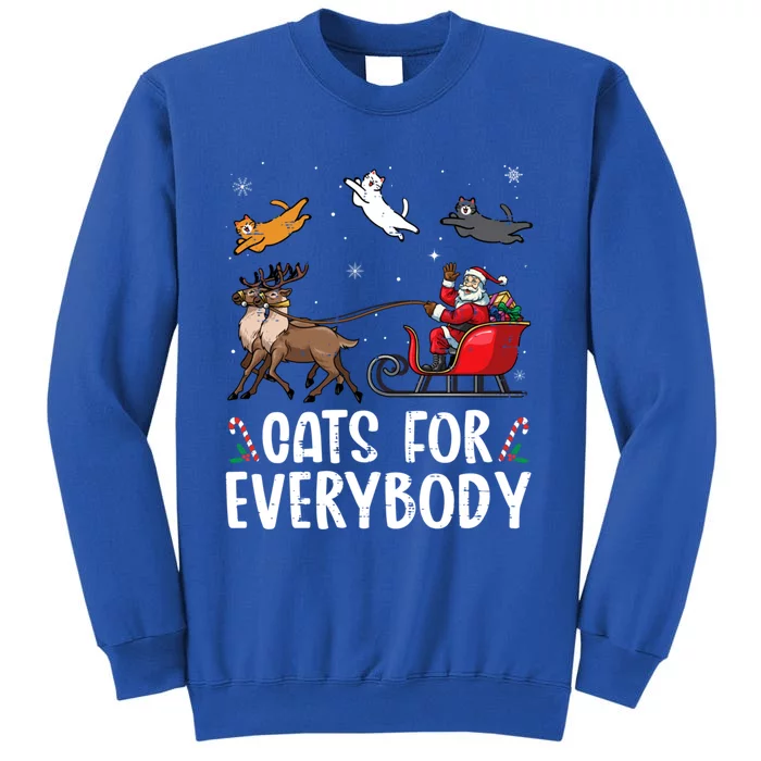 Cats For Everybody Christmas Cat Funny Xmas Santa Gift Tall Sweatshirt