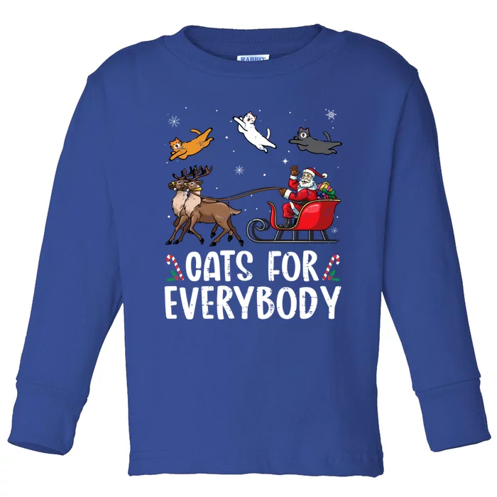 Cats For Everybody Christmas Cat Funny Xmas Santa Gift Toddler Long Sleeve Shirt