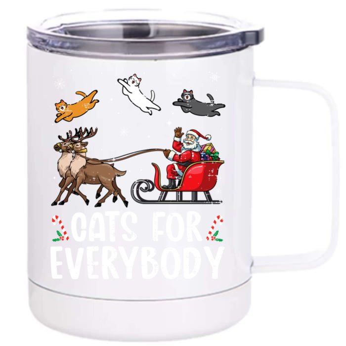 Cats For Everybody Christmas Cat Funny Xmas Santa Gift Front & Back 12oz Stainless Steel Tumbler Cup