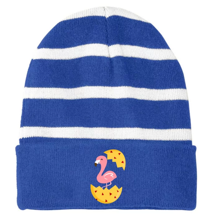 Cute Flamingo Easter Eggs Gift Striped Beanie with Solid Band