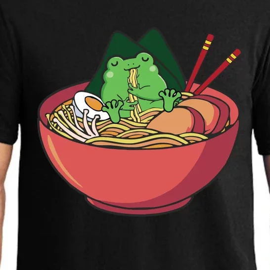 Cute Frog Eating Ramen Japanese Noodles Lover Funny Pajama Set