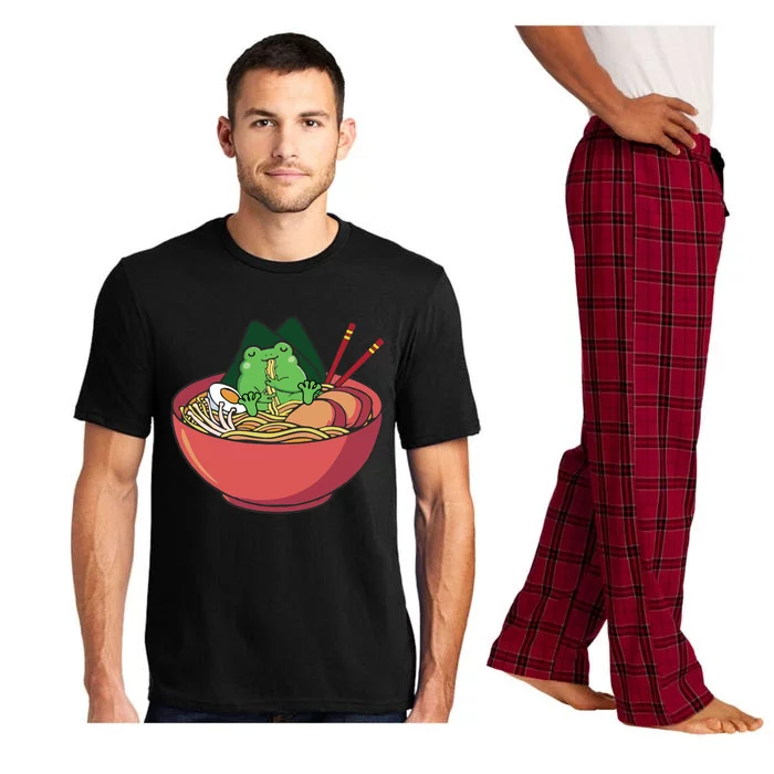 Cute Frog Eating Ramen Japanese Noodles Lover Funny Pajama Set