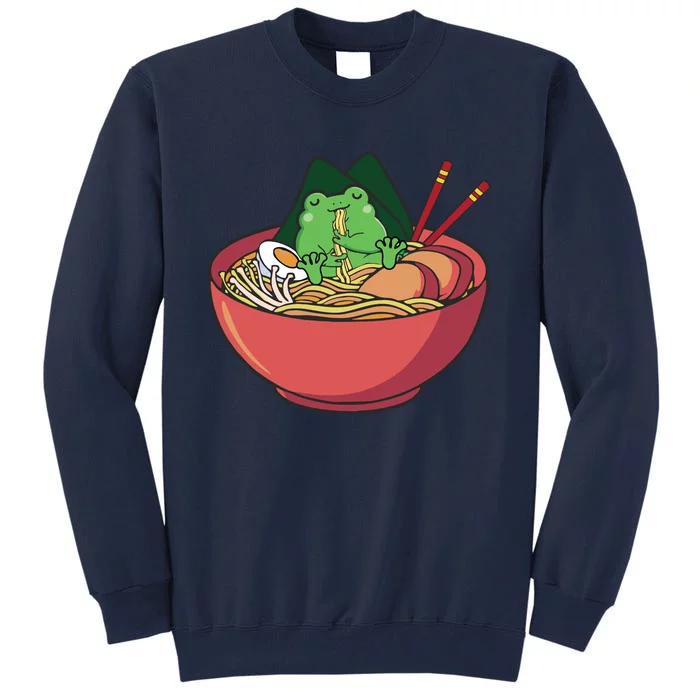 Cute Frog Eating Ramen Japanese Noodles Lover Funny Tall Sweatshirt