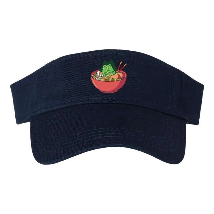 Cute Frog Eating Ramen Japanese Noodles Lover Funny Valucap Bio-Washed Visor