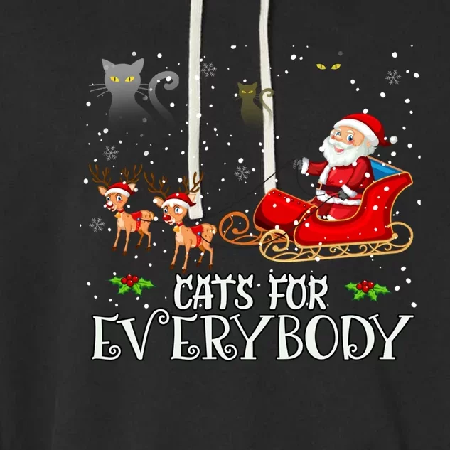 Cats For Everybody Christmas Cat Funny Xmas Santa Gift Garment-Dyed Fleece Hoodie