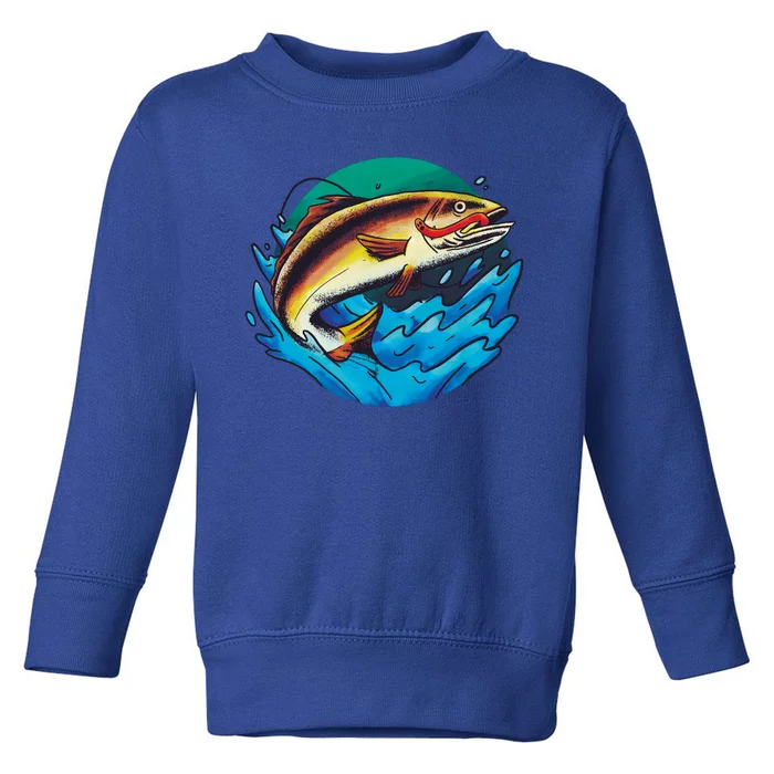 Catch Fish Eating Worm Funny Fishing Toddler Sweatshirt