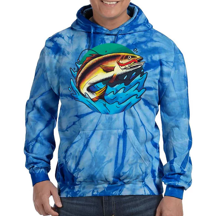 Catch Fish Eating Worm Funny Fishing Tie Dye Hoodie