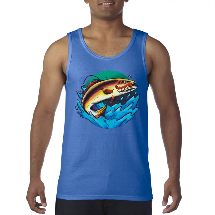 Catch Fish Eating Worm Funny Fishing Tank Top