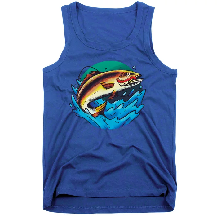 Catch Fish Eating Worm Funny Fishing Tank Top