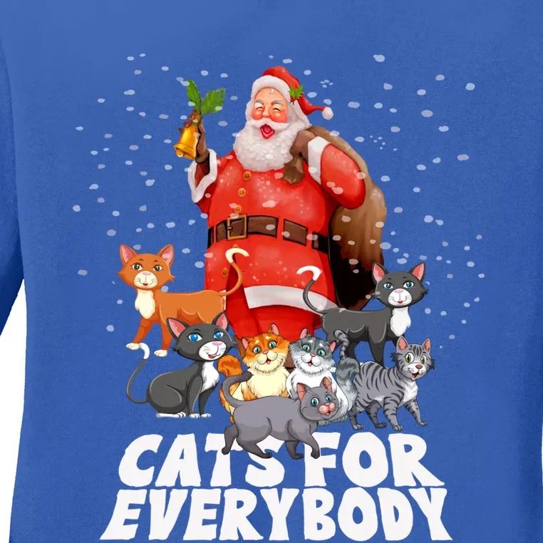 Cats For Everybody Christmas Cat Lover Cats For Everybody Funny Gift Ladies Long Sleeve Shirt