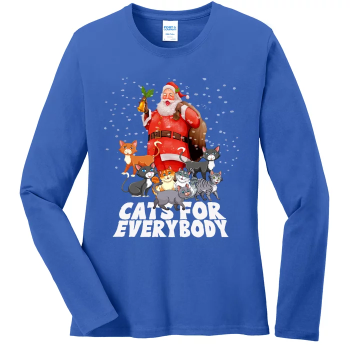 Cats For Everybody Christmas Cat Lover Cats For Everybody Funny Gift Ladies Long Sleeve Shirt