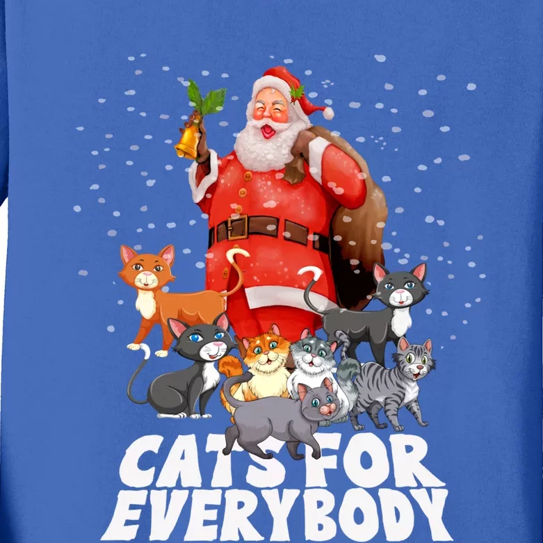 Cats For Everybody Christmas Cat Lover Cats For Everybody Funny Gift Kids Long Sleeve Shirt