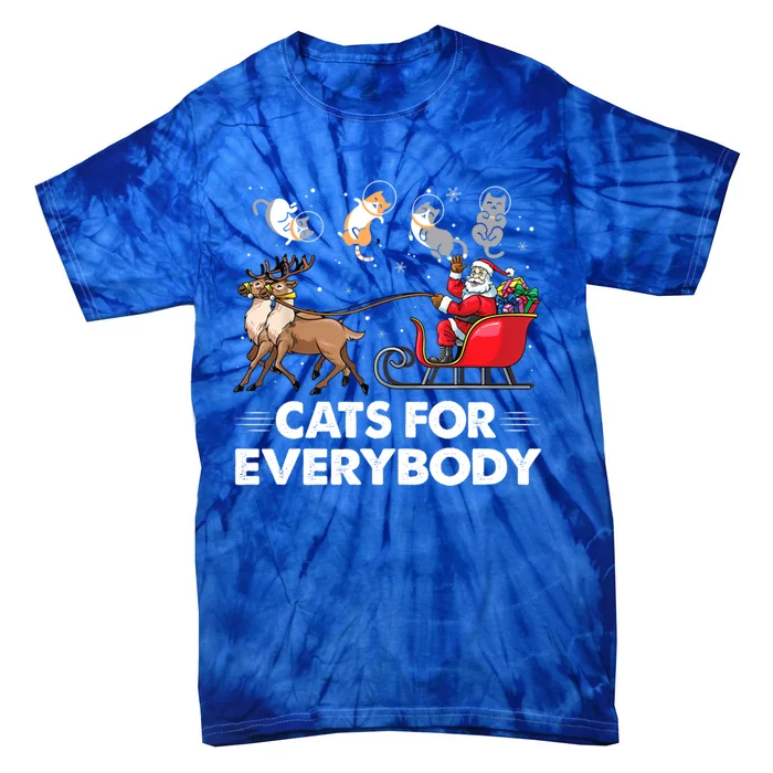 Cats For Everybody Christmas Cat Lover Funny Novelty Gift Tie-Dye T-Shirt