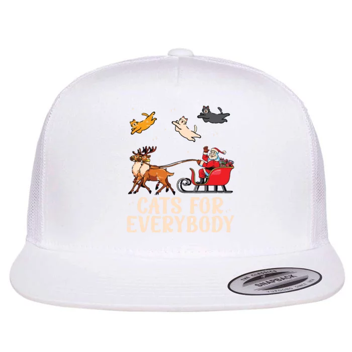 Cats For Everybody Christmas Cat Funny Xmas Santa Flat Bill Trucker Hat