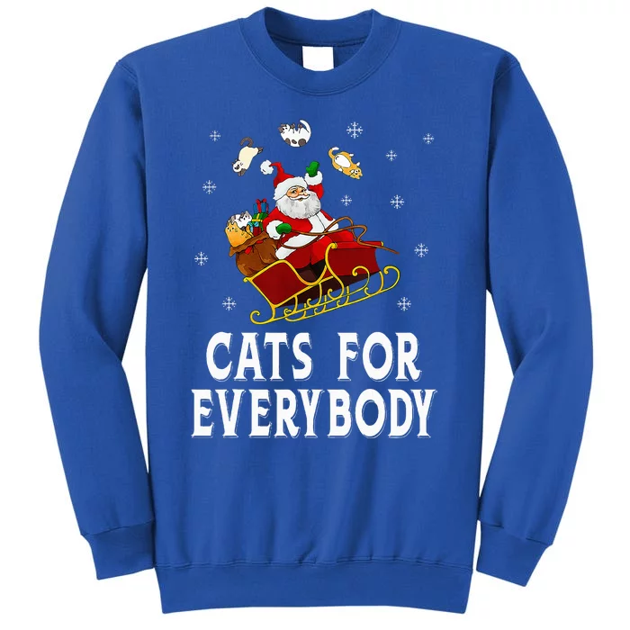 Cats For Everybody Christmas Cat Funny Xmas Santa Tall Sweatshirt