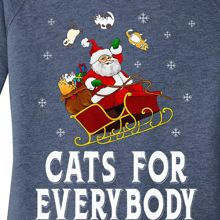 Cats For Everybody Christmas Cat Funny Xmas Santa Women's Perfect Tri Tunic Long Sleeve Shirt