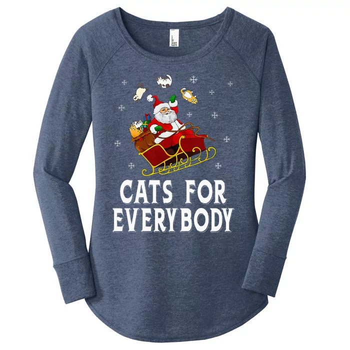 Cats For Everybody Christmas Cat Funny Xmas Santa Women's Perfect Tri Tunic Long Sleeve Shirt