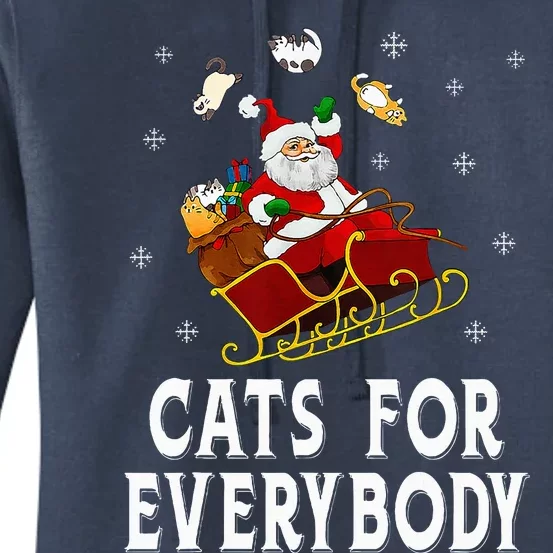 Cats For Everybody Christmas Cat Funny Xmas Santa Women's Pullover Hoodie