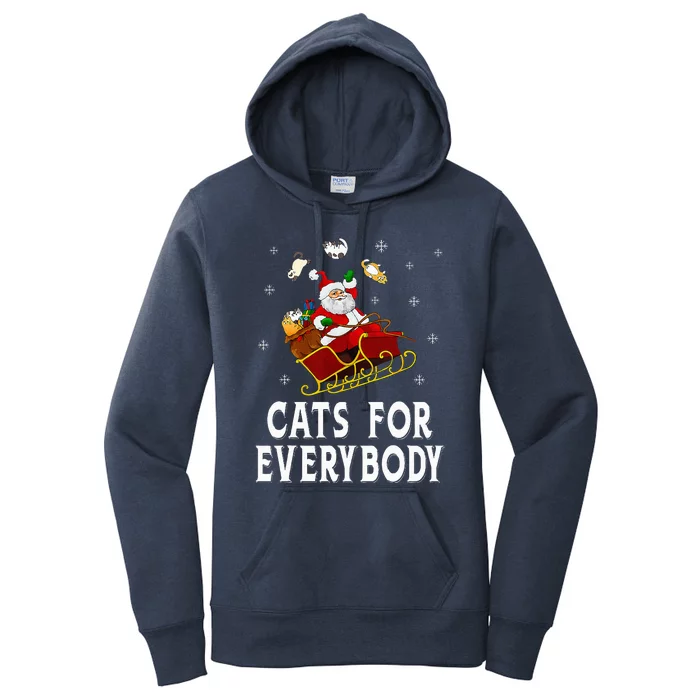 Cats For Everybody Christmas Cat Funny Xmas Santa Women's Pullover Hoodie