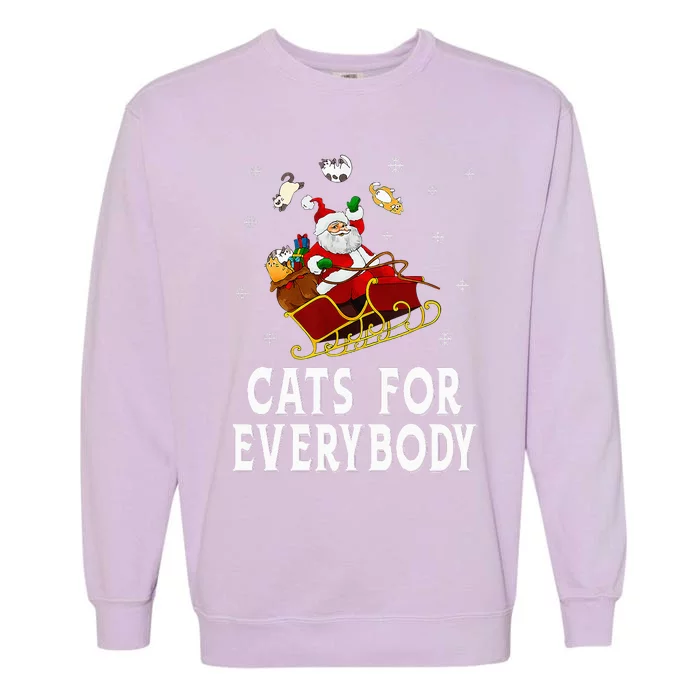 Cats For Everybody Christmas Cat Funny Xmas Santa Garment-Dyed Sweatshirt