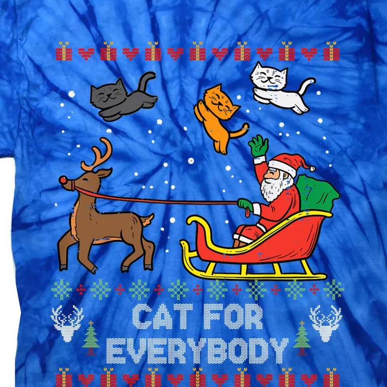 Cats For Everybody Christmas Cat Lover Santa Claus Reindeer Gift Tie-Dye T-Shirt