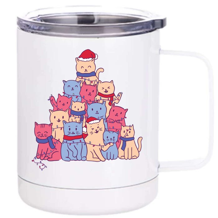 Cats For Everybody Christmas Cats Xmas Meow Christmas Meaningful Gift Front & Back 12oz Stainless Steel Tumbler Cup