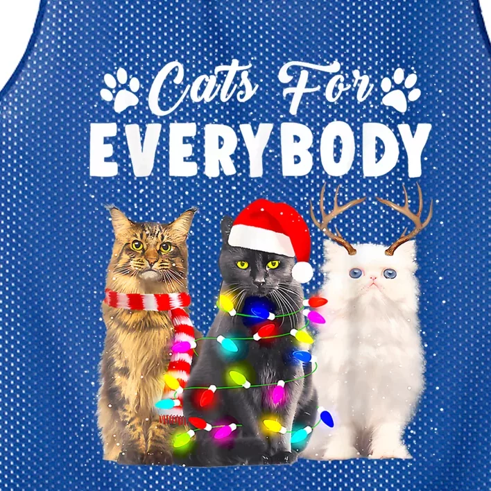 Cats For Everybody Funny Christmas Pajama Xmas Cat Lover Gift Mesh Reversible Basketball Jersey Tank