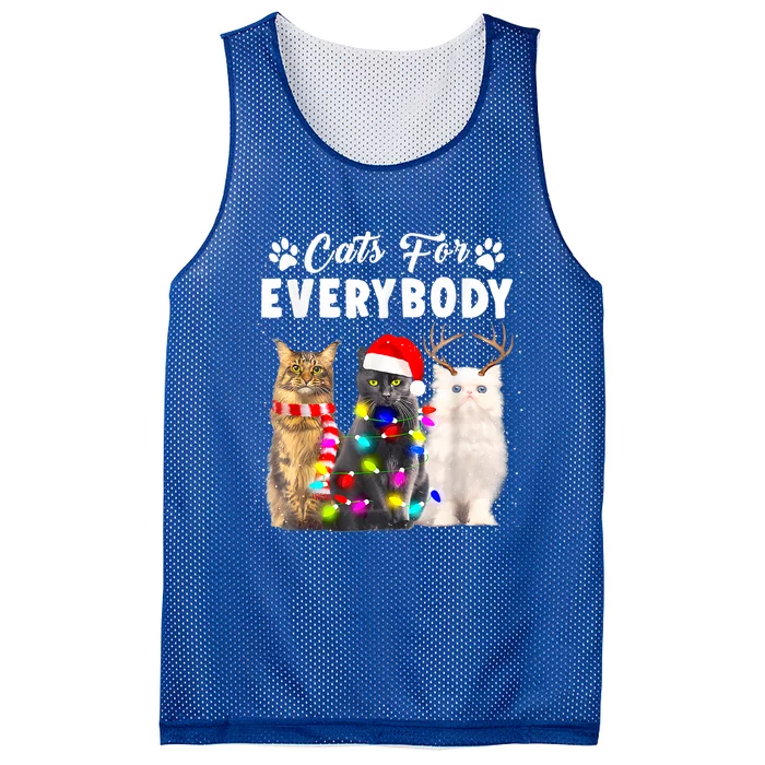 Cats For Everybody Funny Christmas Pajama Xmas Cat Lover Gift Mesh Reversible Basketball Jersey Tank