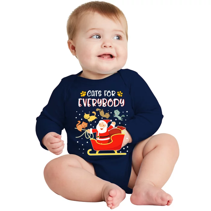 Cats For Everybody Christmas Kitten Lover Funny Gift Baby Long Sleeve Bodysuit