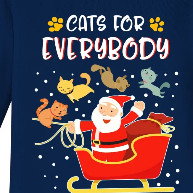 Cats For Everybody Christmas Kitten Lover Funny Gift Baby Long Sleeve Bodysuit