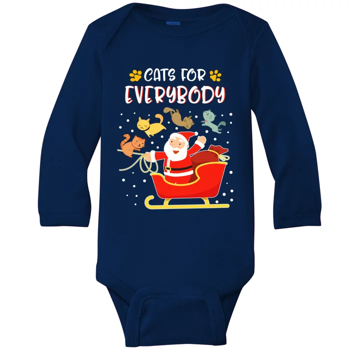 Cats For Everybody Christmas Kitten Lover Funny Gift Baby Long Sleeve Bodysuit