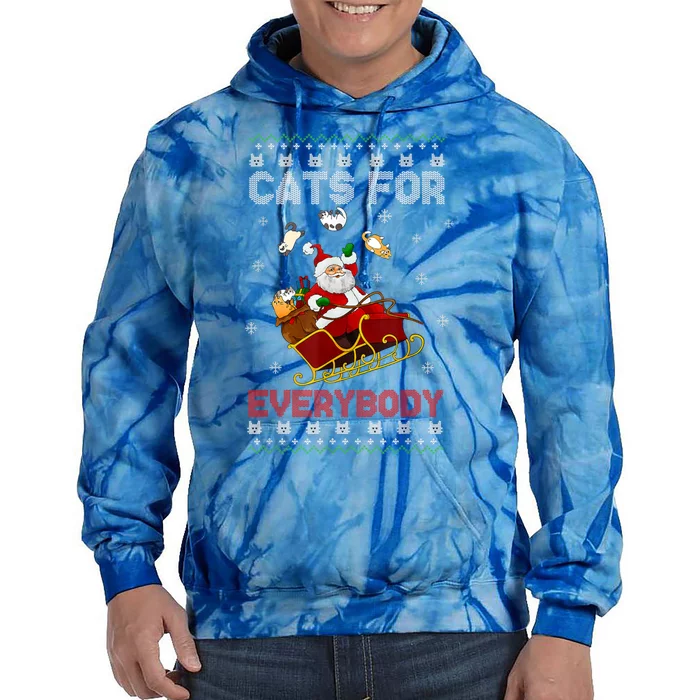 Cats For Everybody Funny Santa Claus Christmas Cat Catmas Meaningful Gift Tie Dye Hoodie