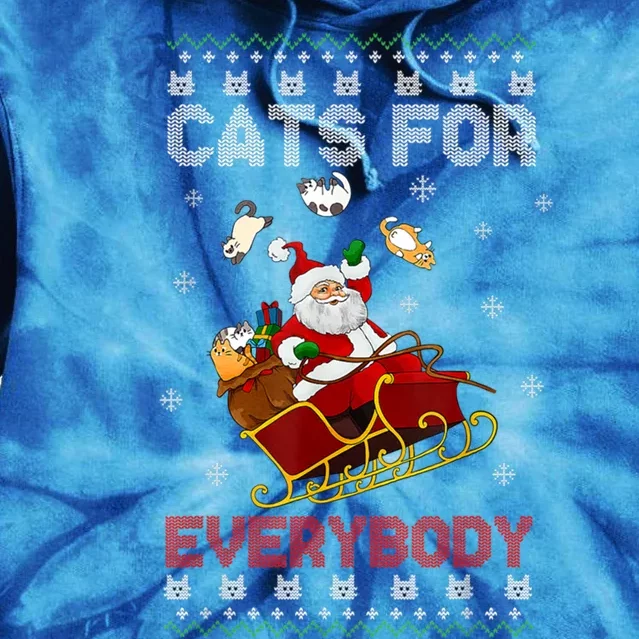 Cats For Everybody Funny Santa Claus Christmas Cat Catmas Meaningful Gift Tie Dye Hoodie