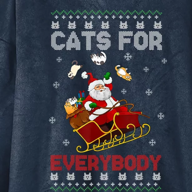 Cats For Everybody Funny Santa Claus Christmas Cat Catmas Meaningful Gift Hooded Wearable Blanket