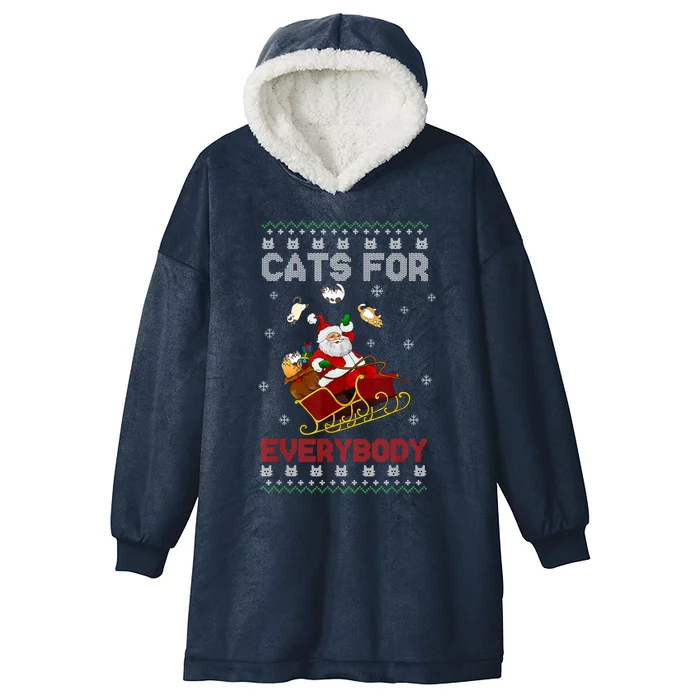 Cats For Everybody Funny Santa Claus Christmas Cat Catmas Meaningful Gift Hooded Wearable Blanket